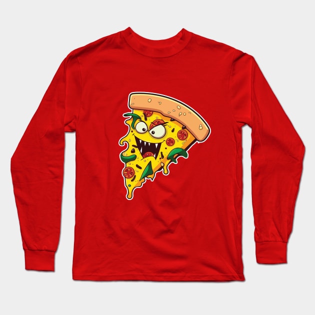 Slice of the Monster Pie: The Pizza Monster Long Sleeve T-Shirt by GAMAS Threads